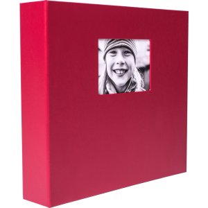 HNFD Maxi-Fotoalbum Lona rot 34,5x33 cm 100 schwarze Seiten