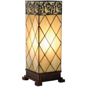 LumiLamp 5LL-1139 Tischlampe Tiffany Glas Rautenmuster...