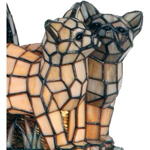 Tiffany Tischlampe Katze 27x18x35 cm braun