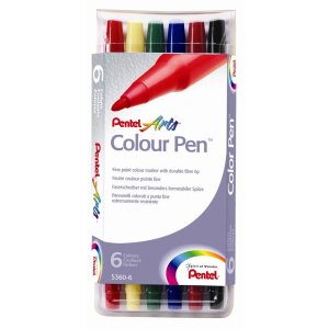 Pentel Colour Pen 6er-Set sortierte Farben 0,6 mm