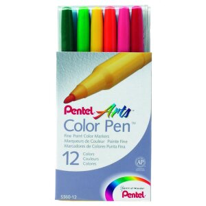 Pentel Colour Pen 12er-Set sortiert 0,6 mm