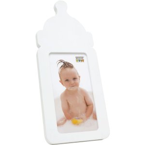 Kinderrahmen Babyflasche weiß Holz 8,0 x15,0 cm