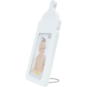 Kinderrahmen Babyflasche weiß Holz 8,0 x15,0 cm