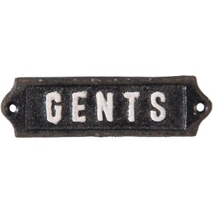 Clayre & Eef 6Y2600 Textschild Gents 15x3 cm schwarz...