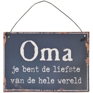 Blechschild Oma 17x10 cm - schwarz