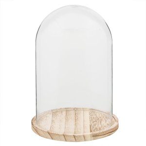 Clayre & Eef 6GL2169 Glasglocke 17x25 cm Glas Holz