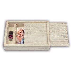 ZEP Holz-Fotobox USB Fotos 13x18 cm Helles Holz 24,5x16x5 cm