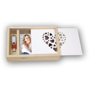 Love Holz-Fotobox USB + Fotos