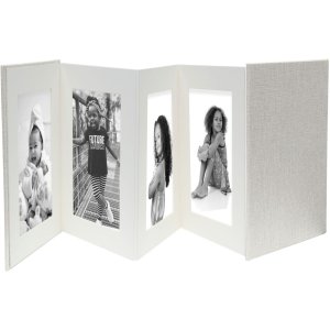 Leinen-Leporello 13x13 cm grau Passepartout-Leporello