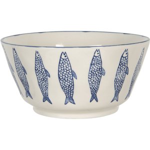 Clayre & Eef Schale Keramik Creme Blau Fischmuster...