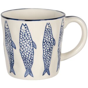 Clayre & Eef 6CEMU0097 Becher Fischmotiv Creme Blau...