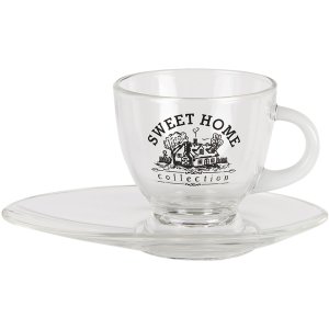 Kaffeetasse mit Untertasse transparent 10x8x8 - 17x10x2...