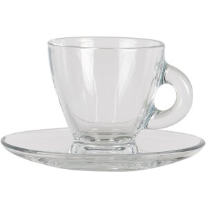 Kaffeetasse mit Untertasse transparent 8x6x6 - 11x10x2 cm...