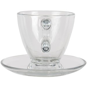 Kaffeetasse mit Untertasse transparent 8x6x6 - 11x10x2 cm...