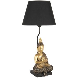 Clayre & Eef Tischlampe Buddha schwarz Ø 28x60...