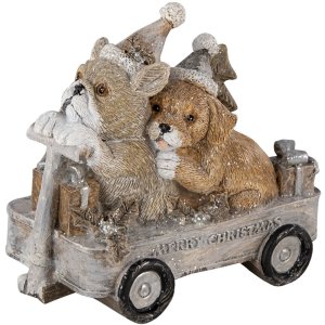 Dekoration Hunde im Wagen mehrfarbig 10x6x9 cm 6PR4637