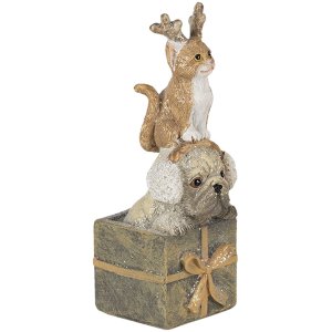 Dekoration Hund und Katze mehrfarbig 5x5x13 cm 6PR4642