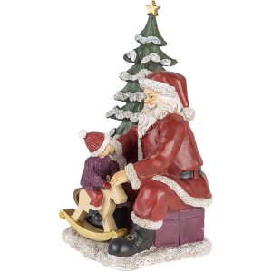 Dekoration Weihnachtsmann mit Kind mehrfarbig 16x13x22 cm...