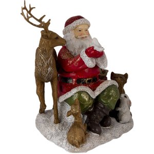 Dekoration Weihnachtsmann mit Tiere mehrfarbig 18x13x19...