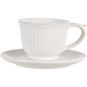 Kaffeetasse mit Untertasse creme Ø 15x8 cm - 120...