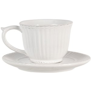 Kaffeetasse mit Untertasse creme Ø 15x8 cm - 120...