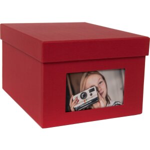 HNFD XL Fotobox Kandra 700 Fotos 13x18 cm rot gerippter...