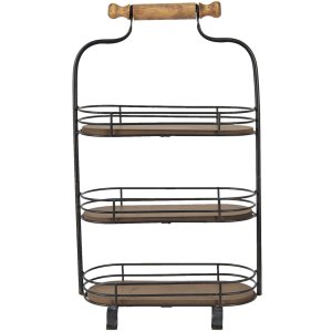 Clayre & Eef 5Y0962 Etagere 3 Etagen Schwarz, Braun...