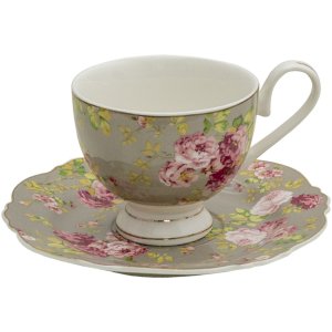 Clayre & Eef 6CE1294 Kaffeetasse mit Unterteller...