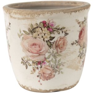 Clayre & Eef 6CE1421L Blumentopf Rosa Beige 14x13 cm...