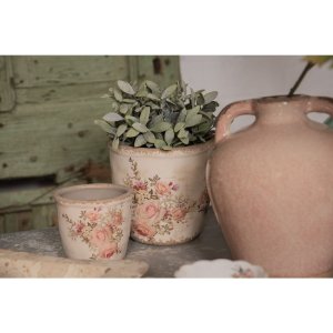 Clayre & Eef 6CE1421S Blumentopf Rosa Beige Ø...