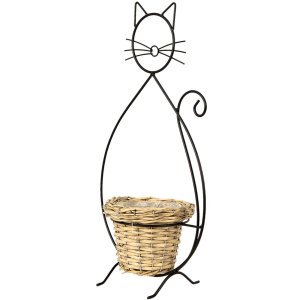 Clayre & Eef 6Y4705 Blumentopf Katze Schwarz 27x16x52...