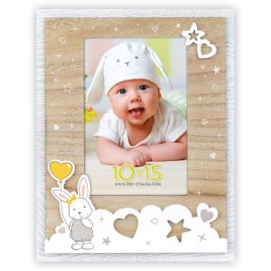 ZEP Baby-Fotorahmen Greta 10x15 cm Holzrahmen Hase Sterne...