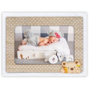 ZEP Baby-Fotorahmen Yoghi 10x15 cm Holz Punkte-Design mit...