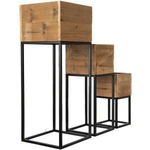 Clayre & Eef 50608 Ghivece de flori pentru interior Set de 3 maro 28x28x75 cm