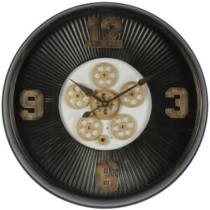 Clayre & Eef 5KL0205 Wanduhr Schwarz Ø 60x11 cm