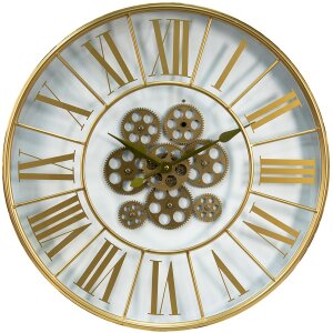 Clayre & Eef 5KL0208 Wanduhr Goldfarbig Ø 60x8 cm