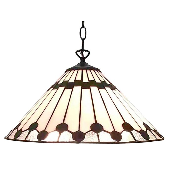 Clayre & Eef 5LL-6176 Lampă suspendată Tiffany alb, maro Ø 40 cm E27-max 1x60W