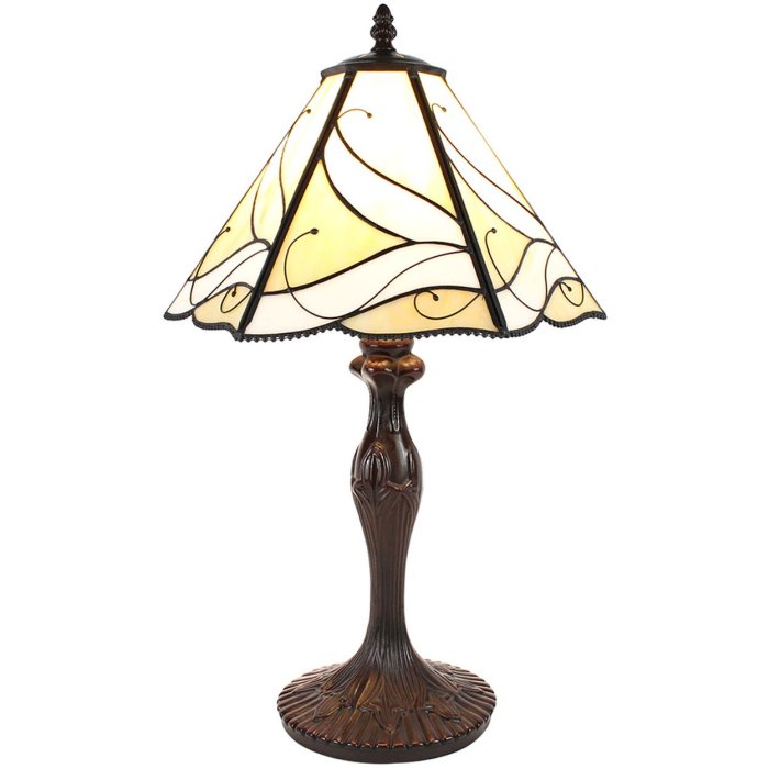 Clayre & Eef 5LL-6189 Lampă de masă Tiffany bej ,maro Ø 31x43 cm E27-max 1x40W