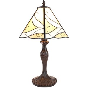 Clayre & Eef 5LL-6189 Lampă de masă Tiffany bej ,maro Ø 31x43 cm E27-max 1x40W