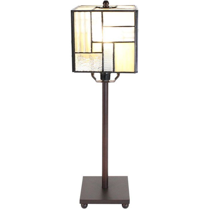 Clayre & Eef 5LL-6190 Lampă de masă Tiffany gri, alb 13x13x28 cm E14-max 1x25W