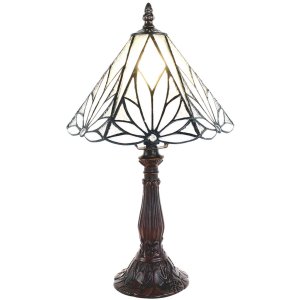 Clayre & Eef 5LL-6191 Tiffany Tischlampe Weiß,...