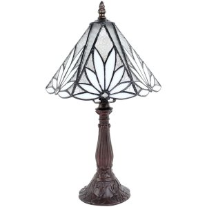 Clayre & Eef 5LL-6191 Tiffany Tischlampe Weiß,...