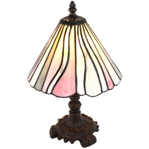 Clayre & Eef 5LL-6193 Lampă de masă Tiffany roz, albastru Ø 20x34 cm E14-max 1x25W