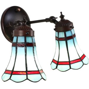 Clayre & Eef 5LL-6213 Tiffany Wandlampe Blau, Rot...