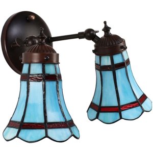 Clayre & Eef 5LL-6213 Tiffany Wandlampe Blau, Rot...