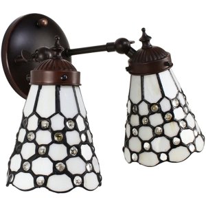 Clayre & Eef 5LL-6214 Tiffany Wandlampe Weiß...