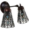 Clayre & Eef 5LL-6215 Lampă de perete Tiffany gri, albastru 30x23x23 cm E14-max 2x25W