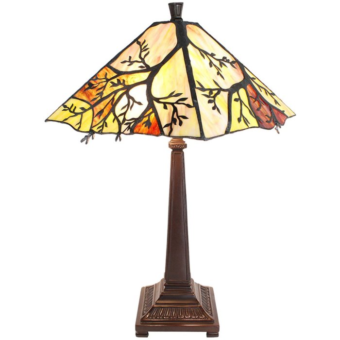 Clayre & Eef 5LL-6226 Lampă de masă Tiffany maro, bej Ø 36x57 cm E27-max 2x60W