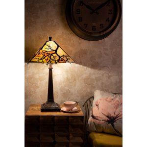 Clayre & Eef 5LL-6226 Lampă de masă Tiffany maro, bej Ø 36x57 cm E27-max 2x60W