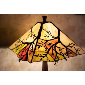 Clayre & Eef 5LL-6226 Lampă de masă Tiffany maro, bej Ø 36x57 cm E27-max 2x60W